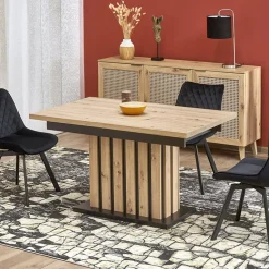 Garnero Arredamenti Tavolo 130/180cm allungabile da pranzo rovere chiaro nero Harbin Outlet