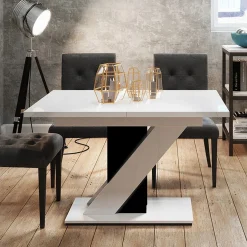 Garnero Arredamenti Tavolo 120/160cm allungabile da pranzo bianco nero lucido Amilia Nero Lucido - Bianco Lucido Clearance