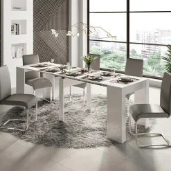 Garnero Arredamenti Tavolo 54/252cm allungabile moderno Violette Bianco Lucido Clearance