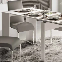 Garnero Arredamenti Tavolo 54/252cm allungabile moderno Violette Bianco Lucido Clearance
