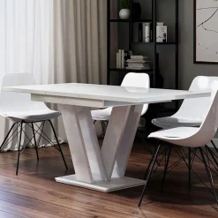 Garnero Arredamenti Tavolo 120/160cm allungabile moderno Coroline Bianco Lucido New