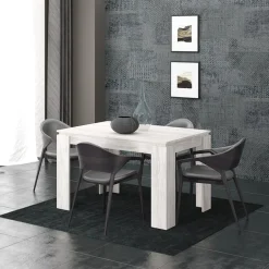 Garnero Arredamenti Tavolo 120/160cm allungabile moderno legno Atena Bianco Frassinato Outlet