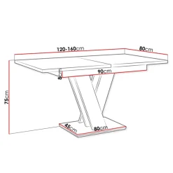 Garnero Arredamenti Tavolo 120/160cm allungabile moderno bianco nero Coroline Bianco Lucido - Nero Online