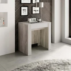 Garnero Arredamenti Tavolo 54/252cm consolle allungabile moderno Violette Bianco Frassinato Discount