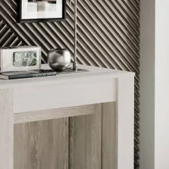 Garnero Arredamenti Tavolo 54/252cm consolle allungabile moderno Violette Bianco Frassinato Discount