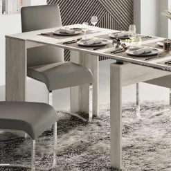 Garnero Arredamenti Tavolo 54/252cm consolle allungabile moderno Violette Bianco Frassinato Discount