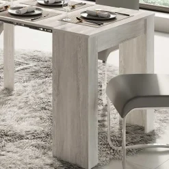 Garnero Arredamenti Tavolo 54/252cm consolle allungabile moderno Violette Bianco Frassinato Discount