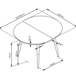 Garnero Arredamenti Tavolo 120/200cm ovale allungabile bianco rovere miele Papiro Gihome® Bianco - Rovere Rustico Outlet