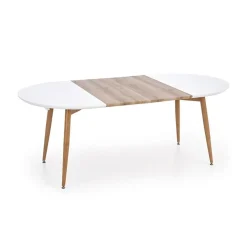 Garnero Arredamenti Tavolo 120/200cm ovale allungabile bianco rovere miele Papiro Gihome® Bianco - Rovere Rustico Outlet