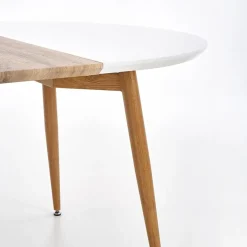 Garnero Arredamenti Tavolo 120/200cm ovale allungabile bianco rovere miele Papiro Gihome® Bianco - Rovere Rustico Outlet