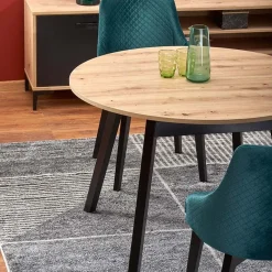 Garnero Arredamenti Tavolo 102/142cm rotondo allungabile moderno rovere nero Medina Rovere - Nero New