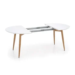 Garnero Arredamenti Tavolo 120/200cm rotondo ovale bianco rovere sanremo Papiro Gihome® Bianco - Rovere Discount