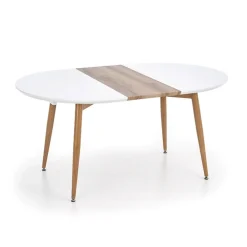 Garnero Arredamenti Tavolo 120/200cm rotondo ovale bianco rovere sanremo Papiro Gihome® Bianco - Rovere Discount