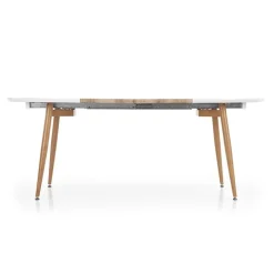 Garnero Arredamenti Tavolo 120/200cm rotondo ovale bianco rovere sanremo Papiro Gihome® Bianco - Rovere Discount