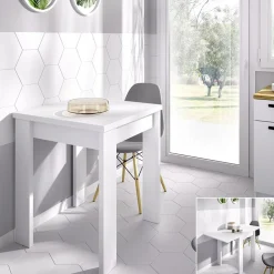 Garnero Arredamenti Tavolo da cucina allungabile 67-134x67cm in legno bianco Koke Online
