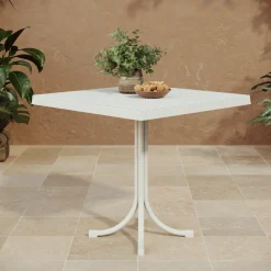 Garnero Arredamenti Tavolo da giardino esterno bar dehors quadrato 80x80cm polipropilene effetto rattan bianco Ivo Bianco Opaco Clearance