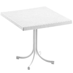 Garnero Arredamenti Tavolo da giardino esterno bar dehors quadrato 80x80cm polipropilene effetto rattan bianco Ivo Bianco Opaco Clearance