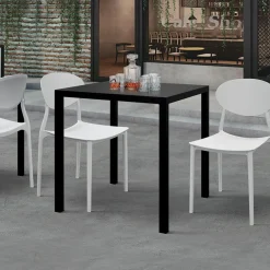 Garnero Arredamenti Tavolo da giardino 80x80 cm impilabile metallo grigio antracite Atlantis Best