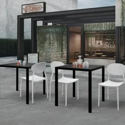 Garnero Arredamenti Tavolo da giardino 80x80 cm impilabile metallo grigio antracite Atlantis Best