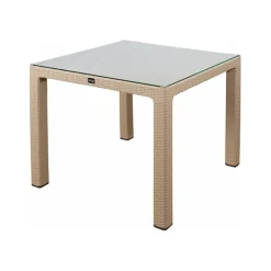 Garnero Arredamenti Tavolo da giardino 90x90cm polipropilene effetto rattan Orsini Tortora