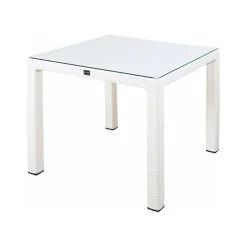 Garnero Arredamenti Tavolo da giardino 90x90cm polipropilene effetto rattan bianco Orsini Bianco Opaco Clearance
