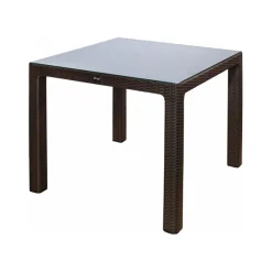 Garnero Arredamenti Tavolo da giardino 90x90cm polipropilene effetto rattan Orsini Marrone Outlet