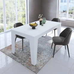Garnero Arredamenti Tavolo da pranzo allungabile 120/160 cm moderno Orbis Bianco Opaco Hot