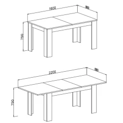 Garnero Arredamenti Tavolo da pranzo allungabile 160/220 cm moderno Basalt Rovere Grigio Clearance