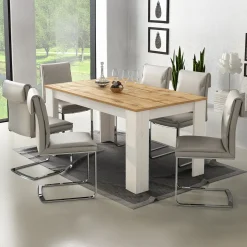 Garnero Arredamenti Tavolo da pranzo allungabile 160/220 cm moderno bianco opaco  rovere Basalt Bianco Opaco - Rovere Hot