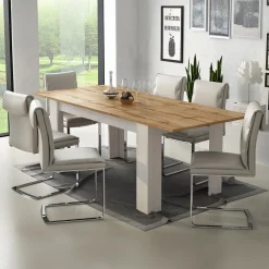 Garnero Arredamenti Tavolo da pranzo allungabile 160/220 cm moderno bianco opaco  rovere Basalt Bianco Opaco - Rovere Hot