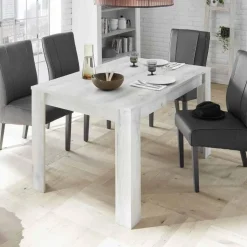 Garnero Arredamenti Tavolo da pranzo rettangolare industrial 180x90cm bianco pino Florena Discount