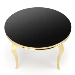 Garnero Arredamenti Tavolo da pranzo rotondo 120cm vetro nero cromato oro Selim Nero - Oro Best