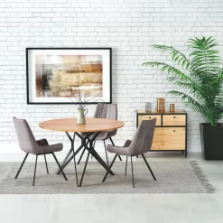 Garnero Arredamenti Tavolo da pranzo rotondo 120x120cm rovere dorato nero Margherita Gihome® Rovere - Nero New