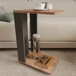 Garnero Arredamenti Tavolo da salotto con ruote 42x62cm antracite rovere Devon Outlet