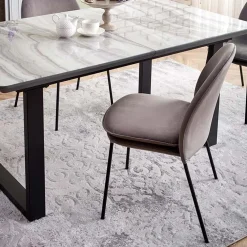 Garnero Arredamenti Tavolo in vetro 160/200cm allungabile marmo bianco grigio Jeff Clearance