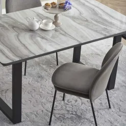 Garnero Arredamenti Tavolo in vetro 160/200cm allungabile marmo bianco grigio Jeff Clearance