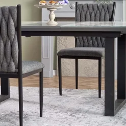 Garnero Arredamenti Tavolo in vetro 160/200cm allungabile marmo bianco grigio Jeff Clearance