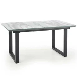 Garnero Arredamenti Tavolo in vetro 160/200cm allungabile marmo bianco grigio Jeff Clearance