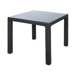 Garnero Arredamenti Tavolo moderno da giardino esterno bar dehors con vetro 90x90cm Cesare Antracite Online
