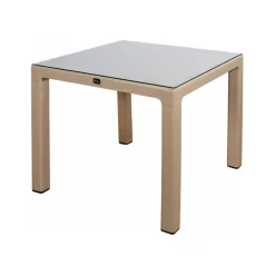 Garnero Arredamenti Tavolo moderno da giardino esterno bar dehors con vetro 90x90cm Cesare Tortora Clearance