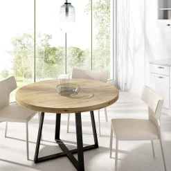 Garnero Arredamenti Tavolo rotondo 120cm legno rovere e gambe nere Redondo Hot