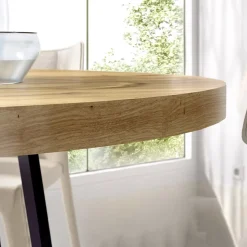 Garnero Arredamenti Tavolo rotondo 120cm legno rovere e gambe nere Redondo Hot