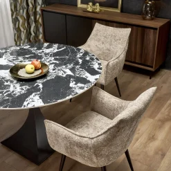 Garnero Arredamenti Tavolo rotondo 120cm moderno effetto marmo nero Anul Discount