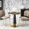 Garnero Arredamenti Tavolo rotondo moderno 59x74cm marmo nero oro Lugana New