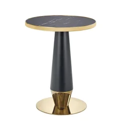 Garnero Arredamenti Tavolo rotondo moderno 59x74cm marmo nero oro Lugana New