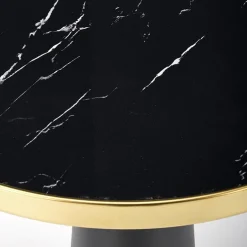 Garnero Arredamenti Tavolo rotondo moderno 59x74cm marmo nero oro Lugana New
