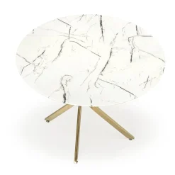 Garnero Arredamenti Tavolo rotondo moderno 100x73cm marmo bianco oro Onorato Marmo bianco - Oro