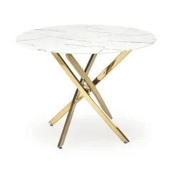 Garnero Arredamenti Tavolo rotondo moderno 100x73cm marmo bianco oro Onorato Marmo bianco - Oro