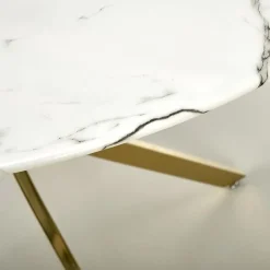 Garnero Arredamenti Tavolo rotondo moderno 100x73cm marmo bianco oro Onorato Marmo bianco - Oro