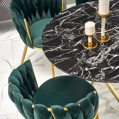 Garnero Arredamenti Tavolo rotondo moderno 100x73cm marmo nero oro Onorato Marmo Nero - Oro Hot